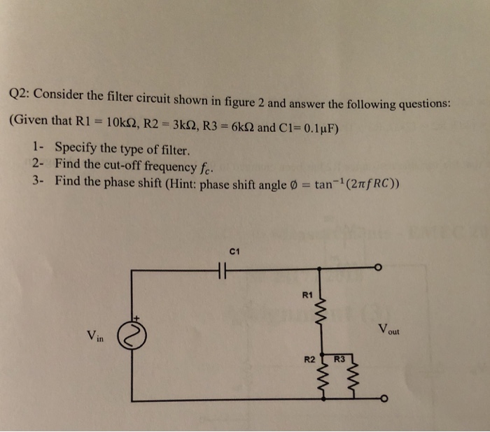 Solved Q2: Consider the filter circuit shown in figure 2 and | Chegg.com