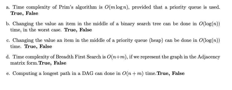 Solved a. Time complexity of Prim's algorithm is O(m log n), | Chegg.com