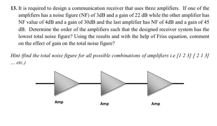 Solved 13. It is required to design a communication receiver | Chegg.com