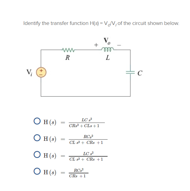 Solved Identify The Transfer Function H S V Of The Ci Chegg Com