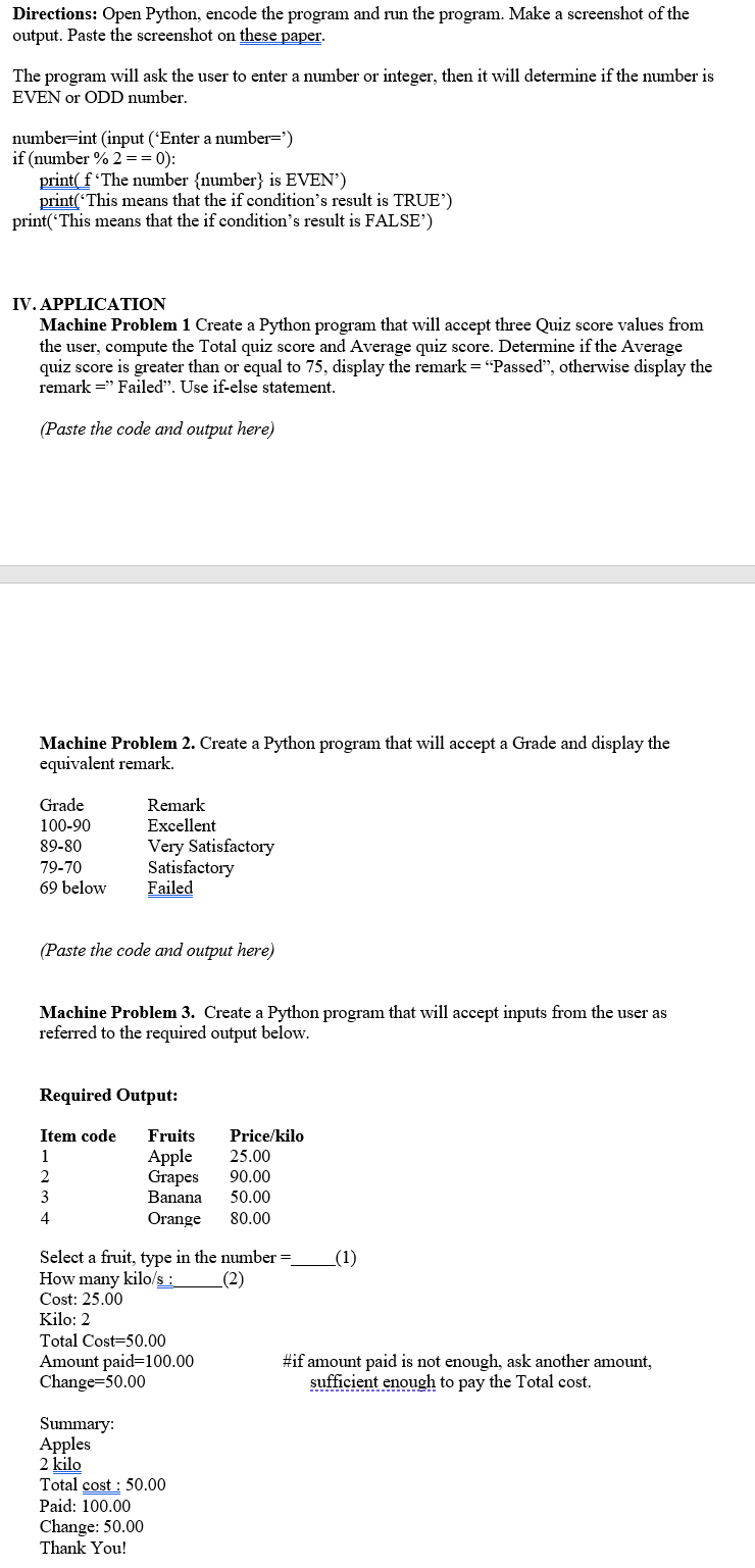 Solved Directions: Open Python, encode the program and run | Chegg.com