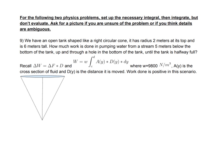 Solved 9 For the following two physics problems, set up | Chegg.com