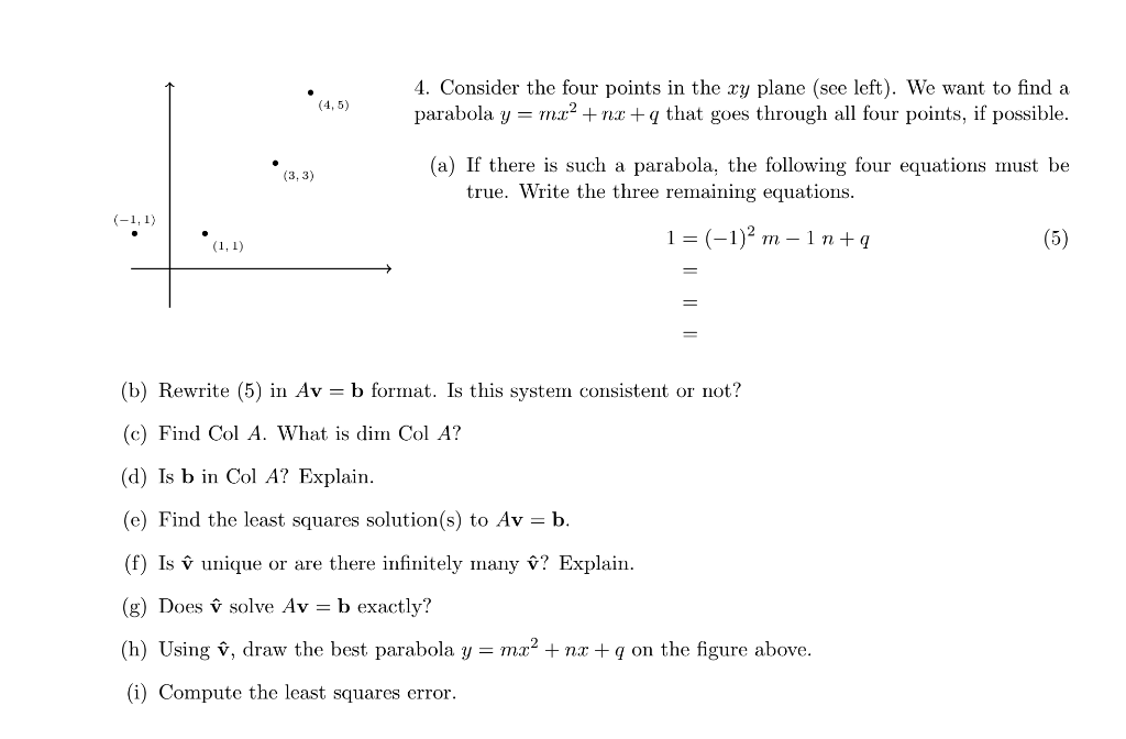 Solved 4 5 4 Consider The Four Points In The Xy Plane Chegg Com