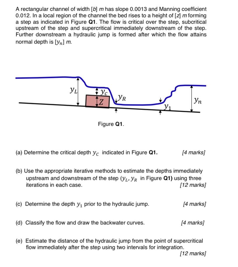 Solved A rectangular channel of width [b] m has slope 0.0013 | Chegg.com