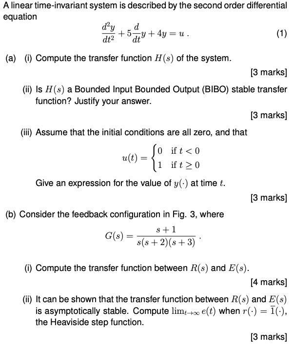 Solved A linear time-invariant system is described by the | Chegg.com