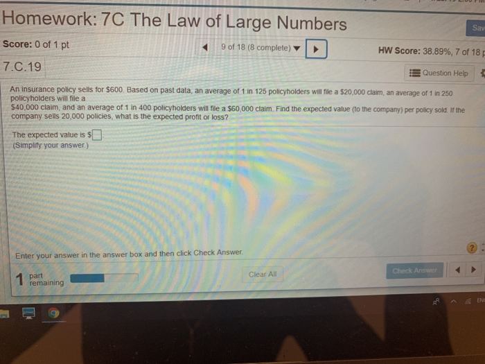 Solved Homework: 7C The Law of Large Numbers Score: 0 of 1 | Chegg.com