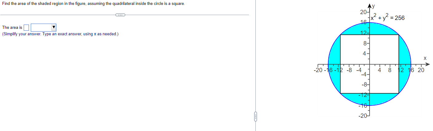 find the shaded area of a circle with a square inside