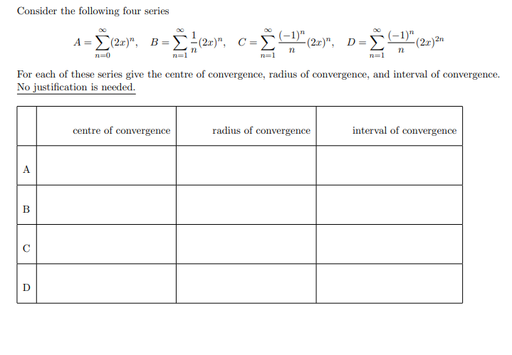 Solved Consider The Following Four Series A Z 21 B Chegg Com