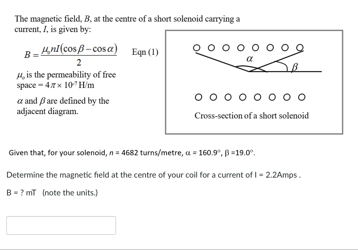 Solved The Magnetic Field, B, At The Centre Of A Short | Chegg.com