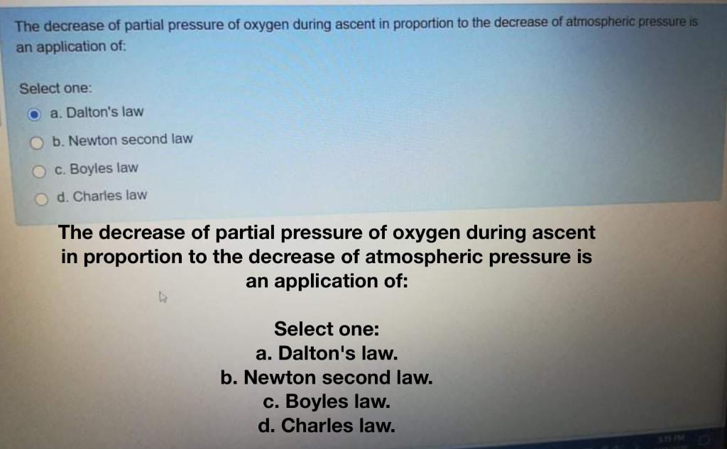 Solved The decrease of partial pressure of oxygen during | Chegg.com