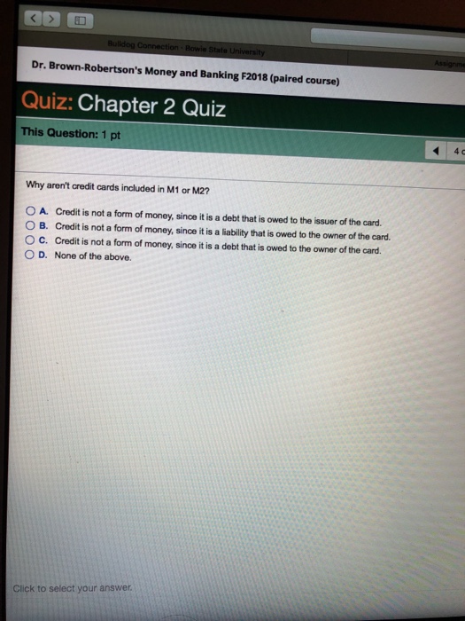 Solved why aren’t credit cards included in M1 or M2?