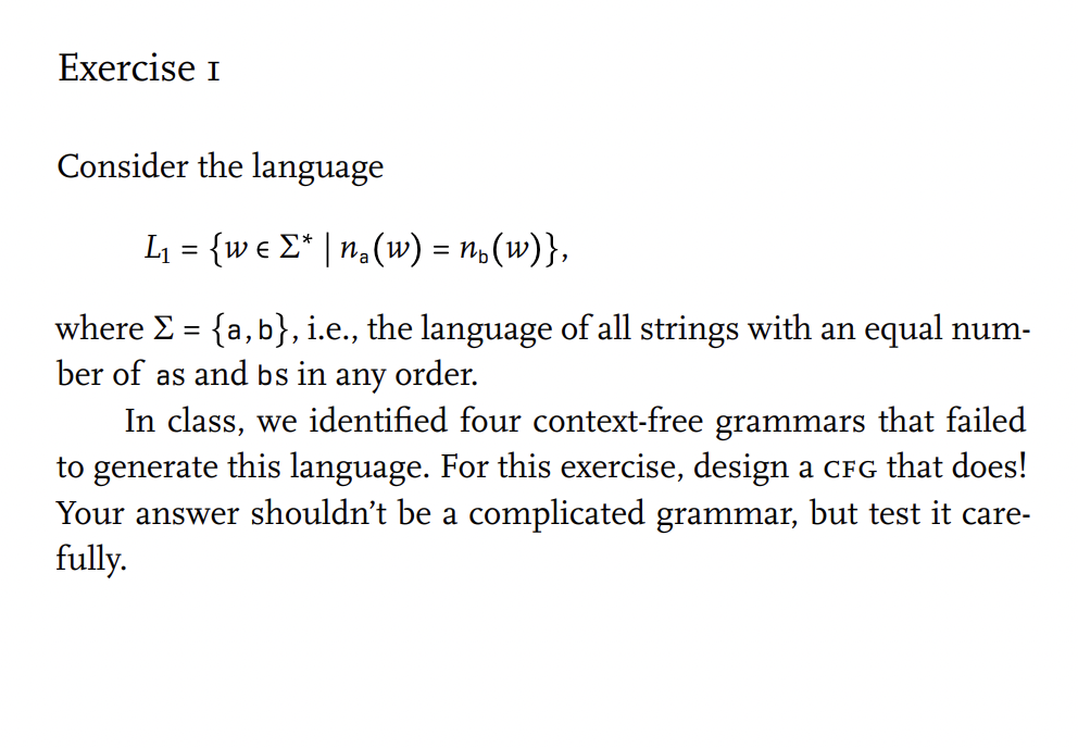 Solved Consider The Language L1={w∈Σ∗∣na(w)=nb(w)} Where | Chegg.com