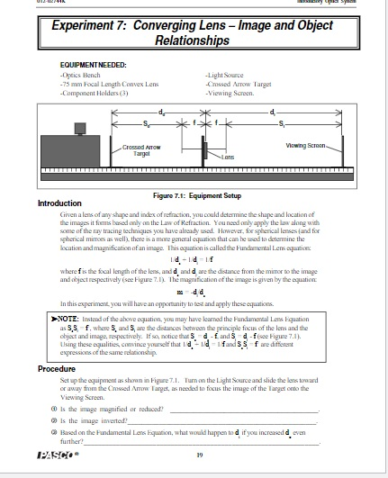 converging lens experiment leaving cert