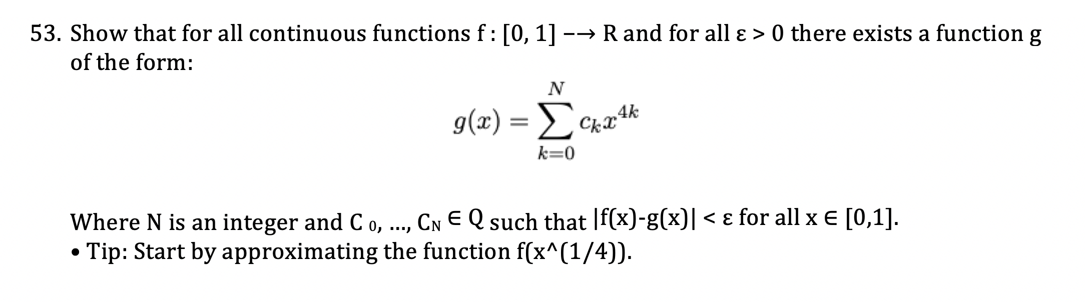 Solved 53. Show that for all continuous functions f:[0, 1] | Chegg.com