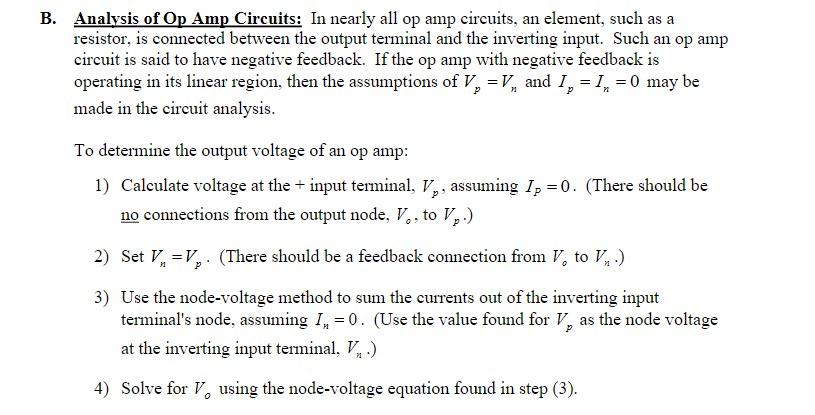 Solved Analysis of Op Amp Circuits: In nearly all op amp | Chegg.com