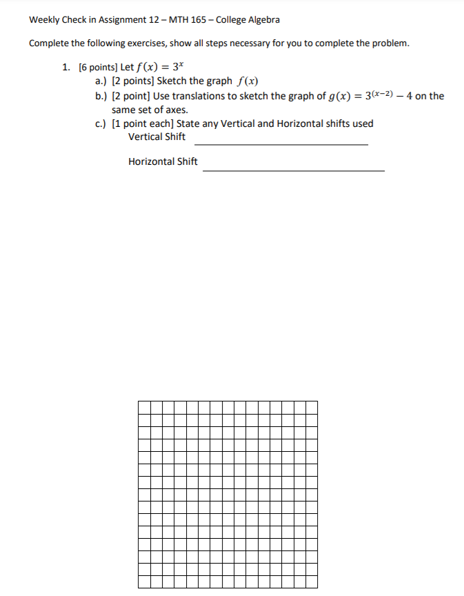 Solved Weekly Check in Assignment 12 - MTH 165 - College | Chegg.com