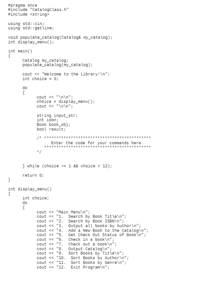 Store contents in a catalog program using a vector | Chegg.com