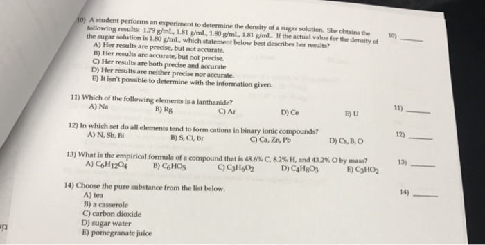 Solved A student performs an experiment to determine the | Chegg.com