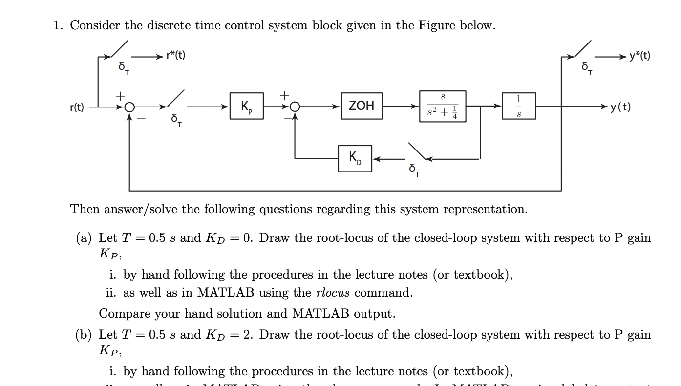 Consider The Discrete Time Control System Block Given | Chegg.com