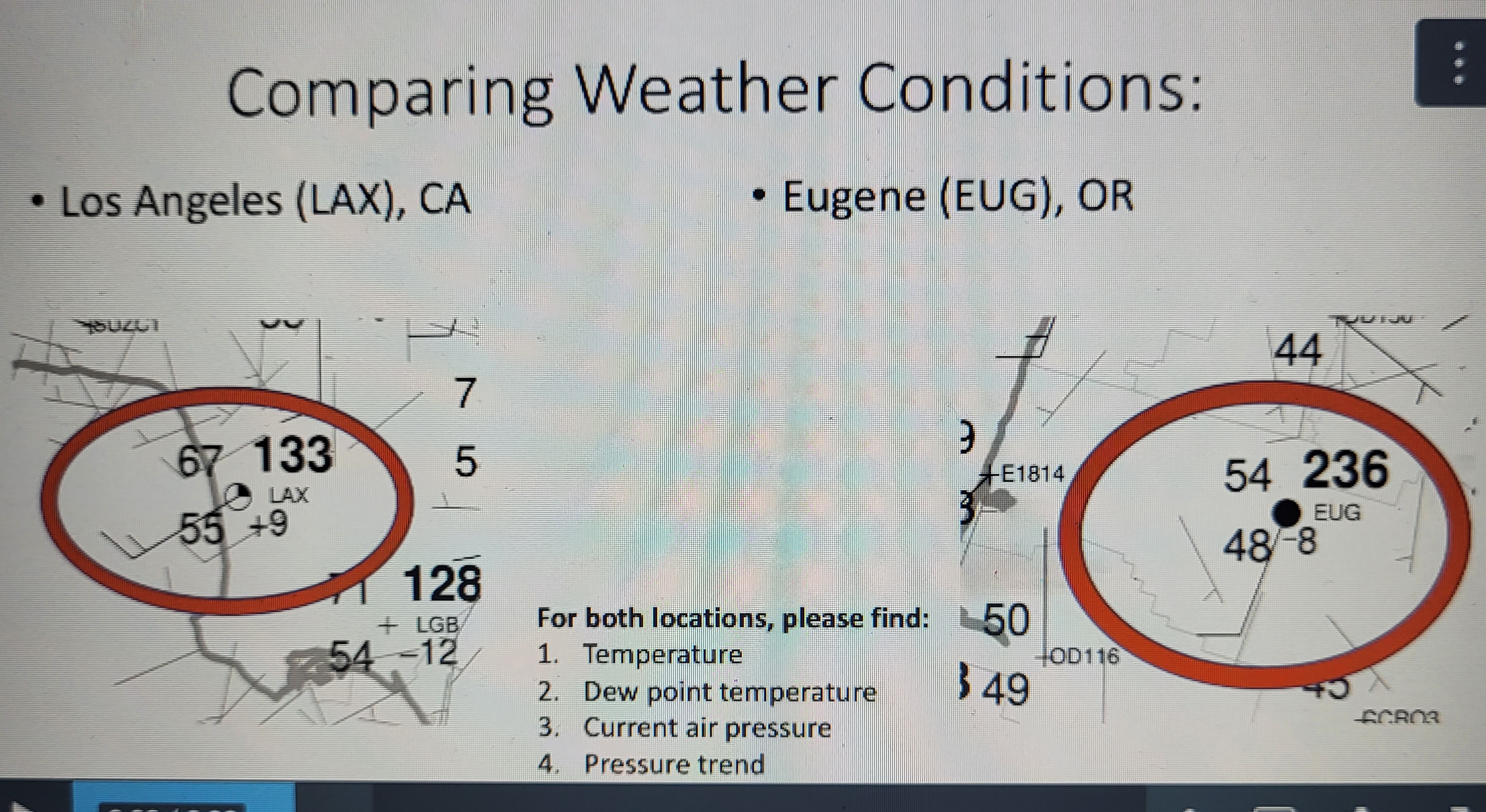 Solved Comparing Weather Conditions: - Los Angeles (LAX), CA | Chegg.com