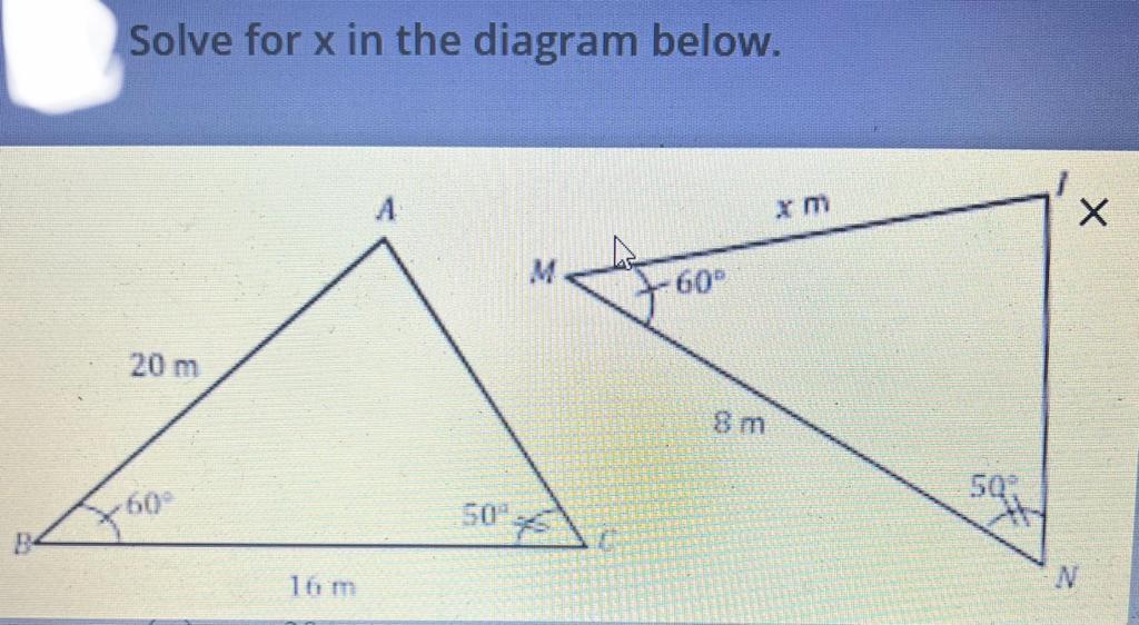 Solved Solve for x in the diagram below.x=10 x=30 x=20 x=40 | Chegg.com