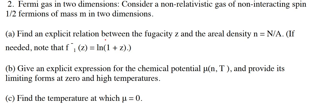 2. Fermi gas in two dimensions: Consider a | Chegg.com