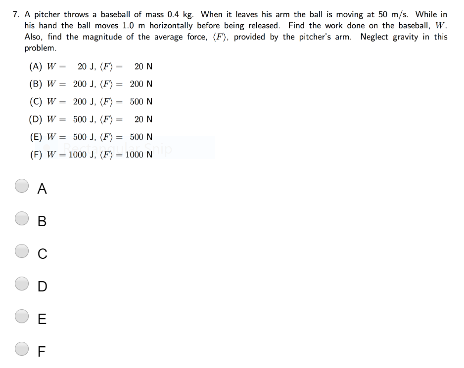 Solved 7 A Pitcher Throws A Baseball Of Mass 0 4 Kg Whe Chegg Com