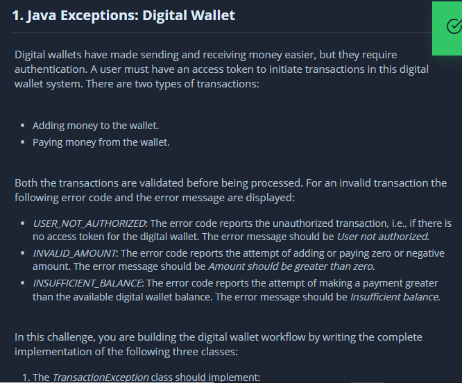 Solved 1. Java Exceptions Digital Wallet Digital wallets