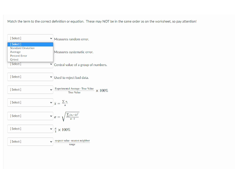 Solved Match the term to the correct definition or equation. | Chegg.com