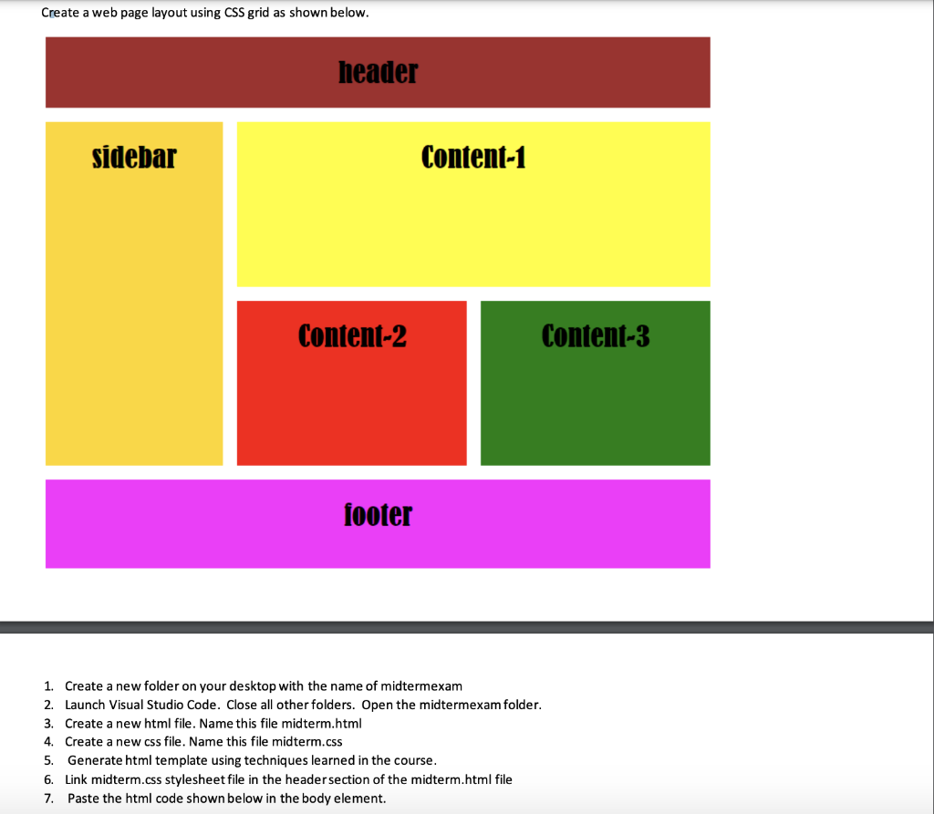 Solved IN HTML reassign the given header, sidebar, content 