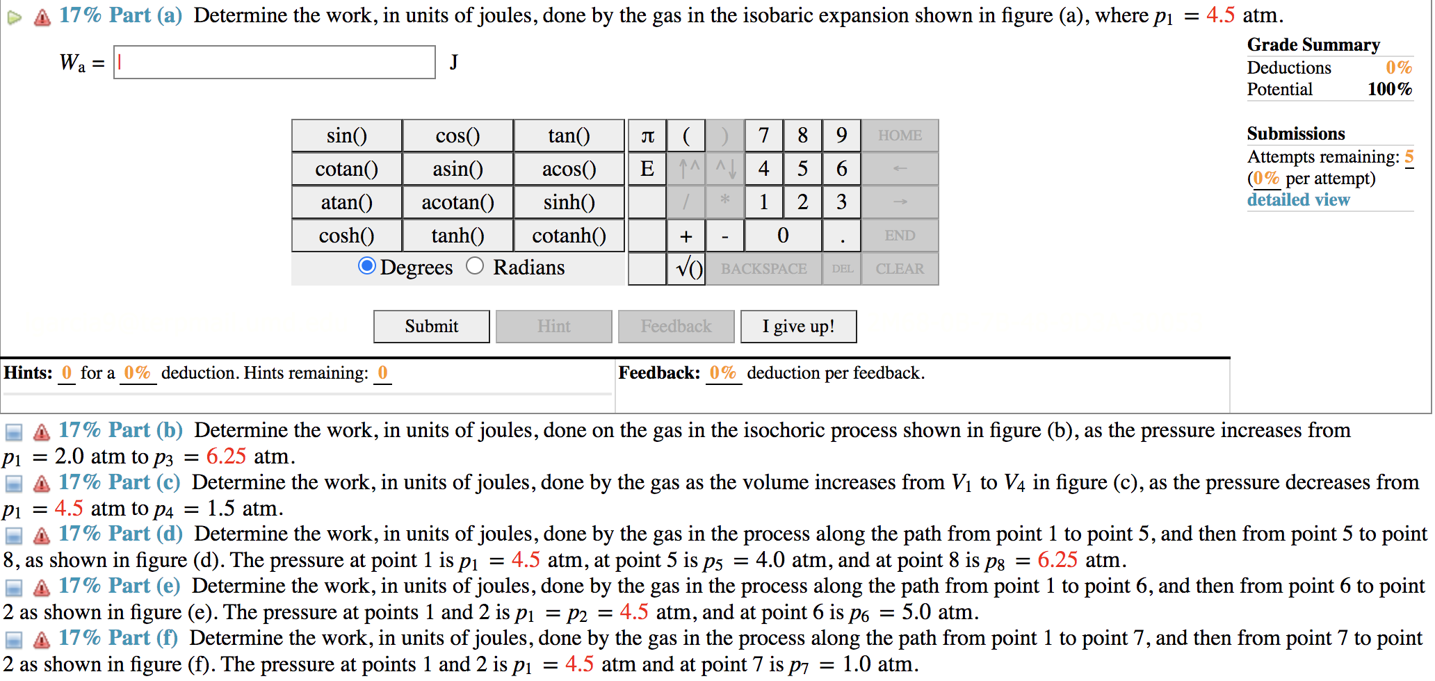 Solved (10\) Problem 1 The pressure versus volume graphs