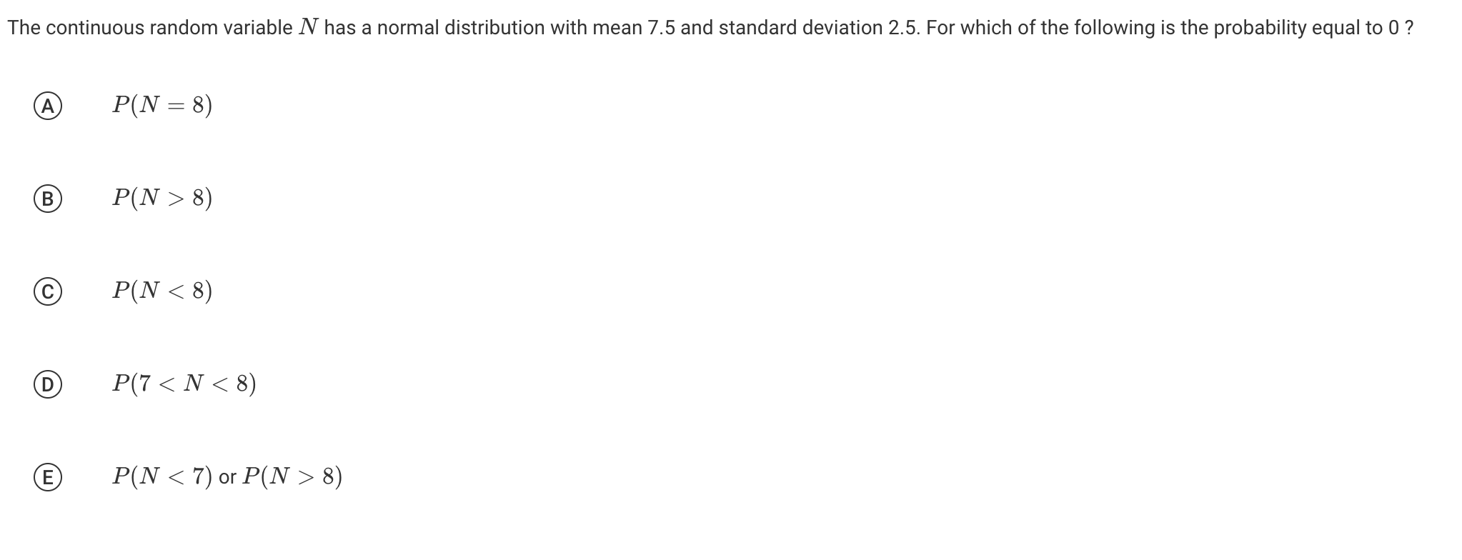 Solved The continuous random variable N ﻿has a normal | Chegg.com
