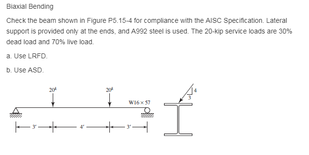 Solved Biaxial Bending Check the beam shown in Figure | Chegg.com