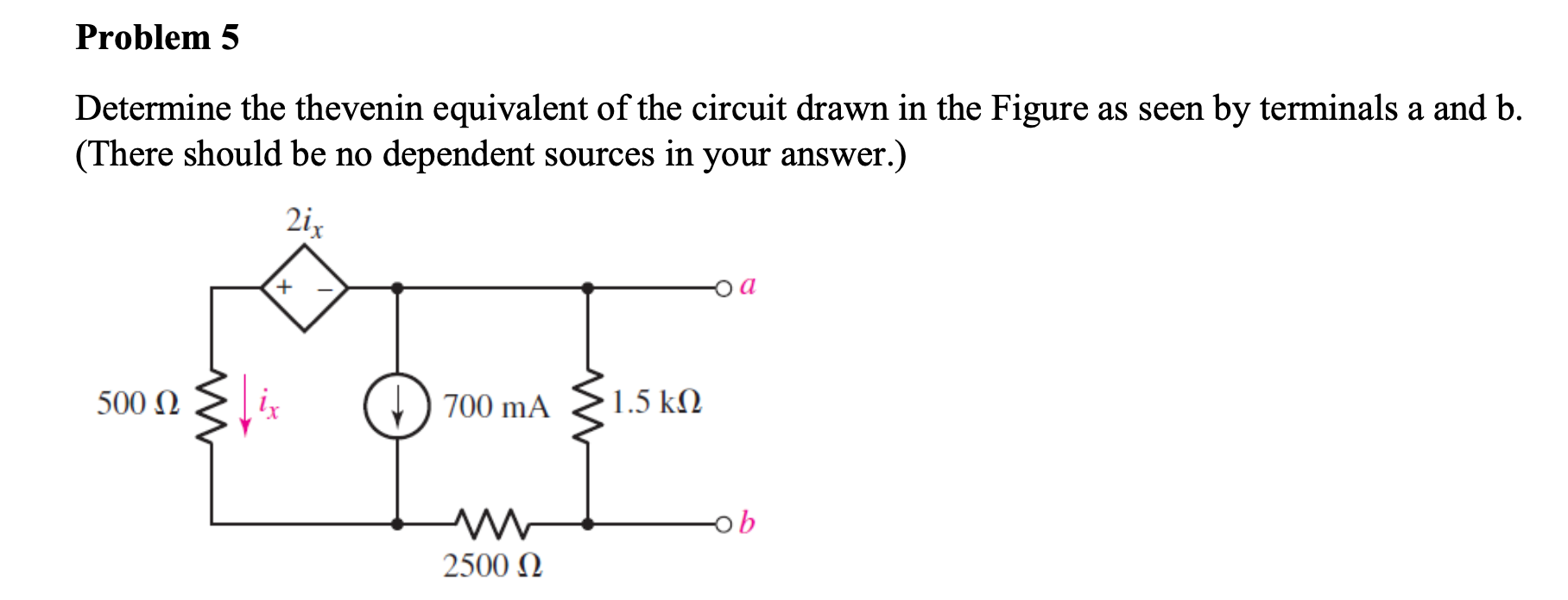 Solved Problem 5 Determine The Thevenin Equivalent Of The | Chegg.com