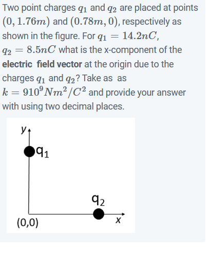 Solved Two point charges q1 and q2 are placed at points | Chegg.com