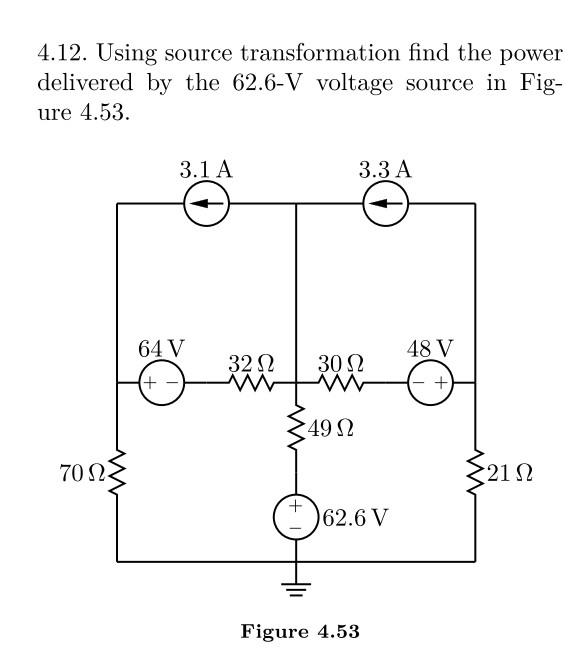 Solved 4.12. Using source transformation find the power | Chegg.com