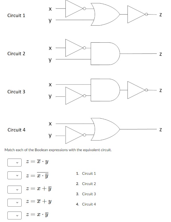 Solved Circuit 1 Circuit 2 Circuit 3 Circuit 4 Match Each Of | Chegg.com