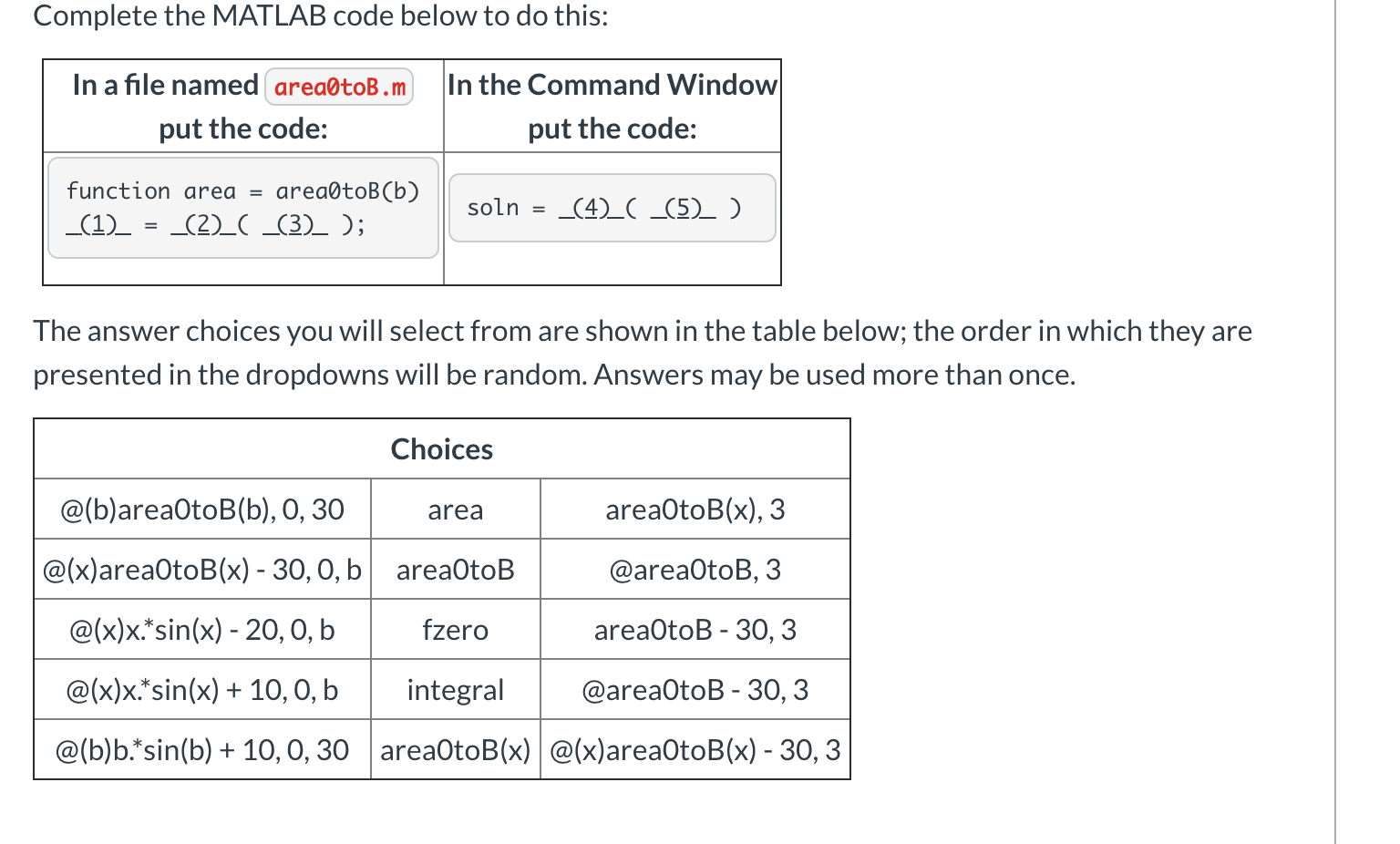 Solved Complete the MATLAB code below to do this: In a file | Chegg.com