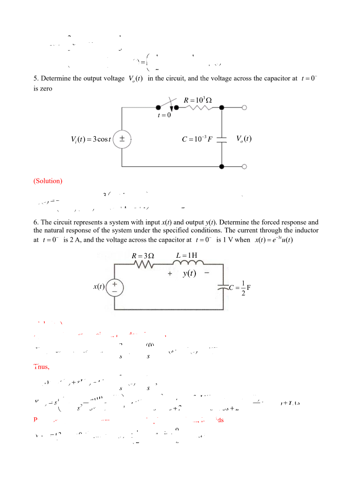 Solved 5. Determine the output voltage V.(t) in the circuit, | Chegg.com