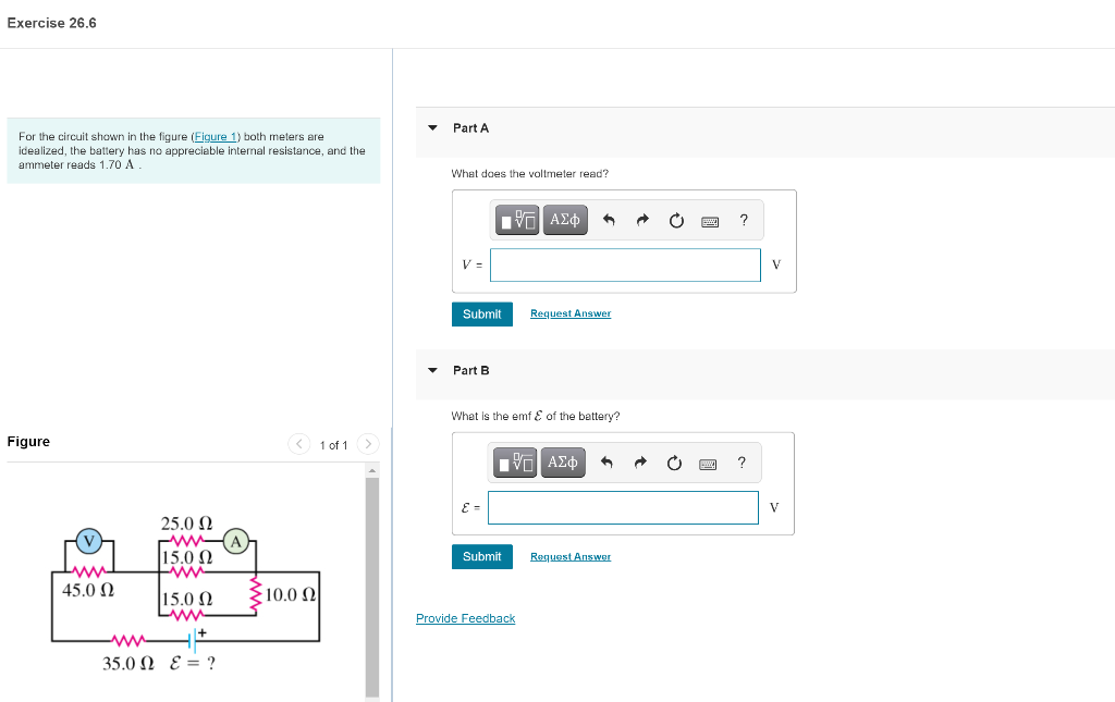 Solved Exercise 26.6 Part A For the circuit shown in the | Chegg.com