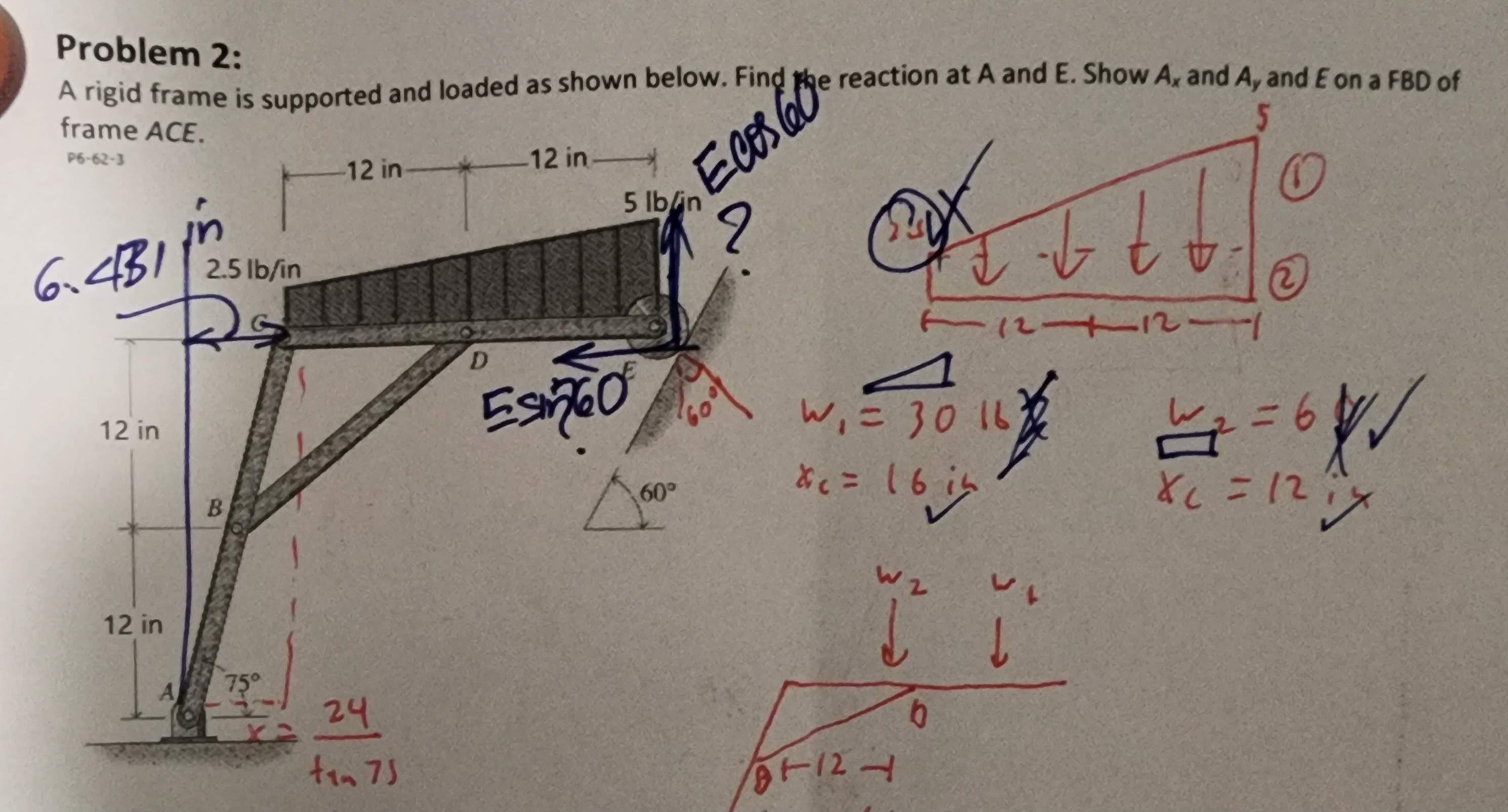 Solved “A rigid frame is supported and loaded as shown | Chegg.com