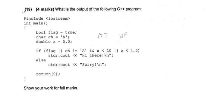 Solved H9) (4 marks) What is the output of the following C++ | Chegg.com