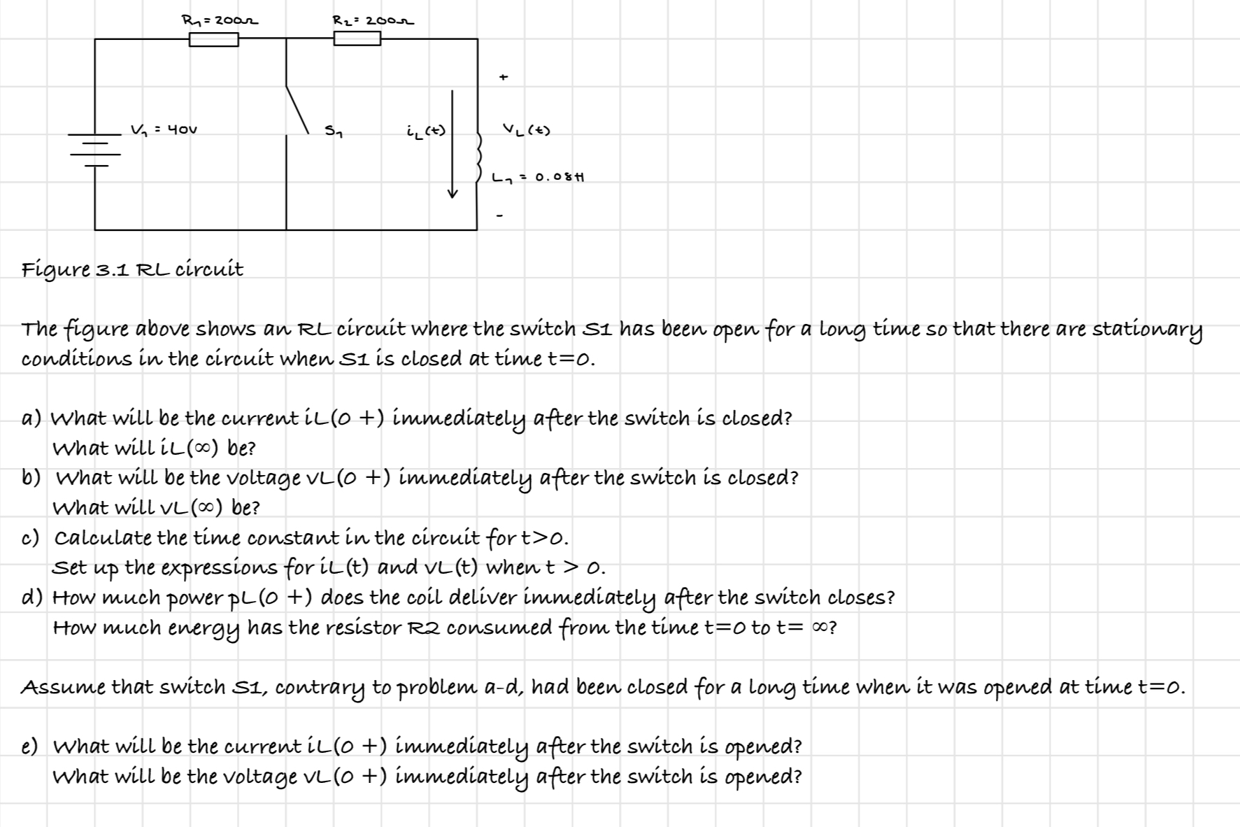 Solved The Figure Above Shows An Rl Circuit Where The Switch Chegg Com