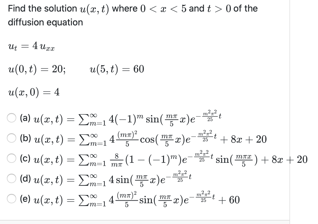 Solved Find The Solution U X T Where 0 X 5 And T Chegg Com