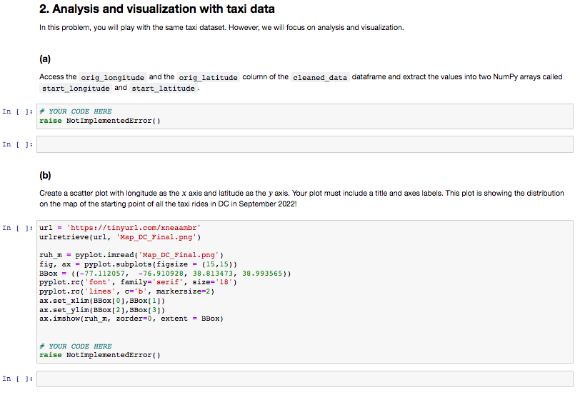 Solved 2. Analysis and visualization with taxi data In this | Chegg.com