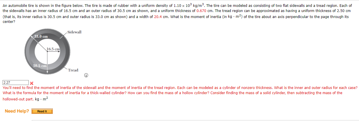 Solved An automobile tire is shown in the figure | Chegg.com