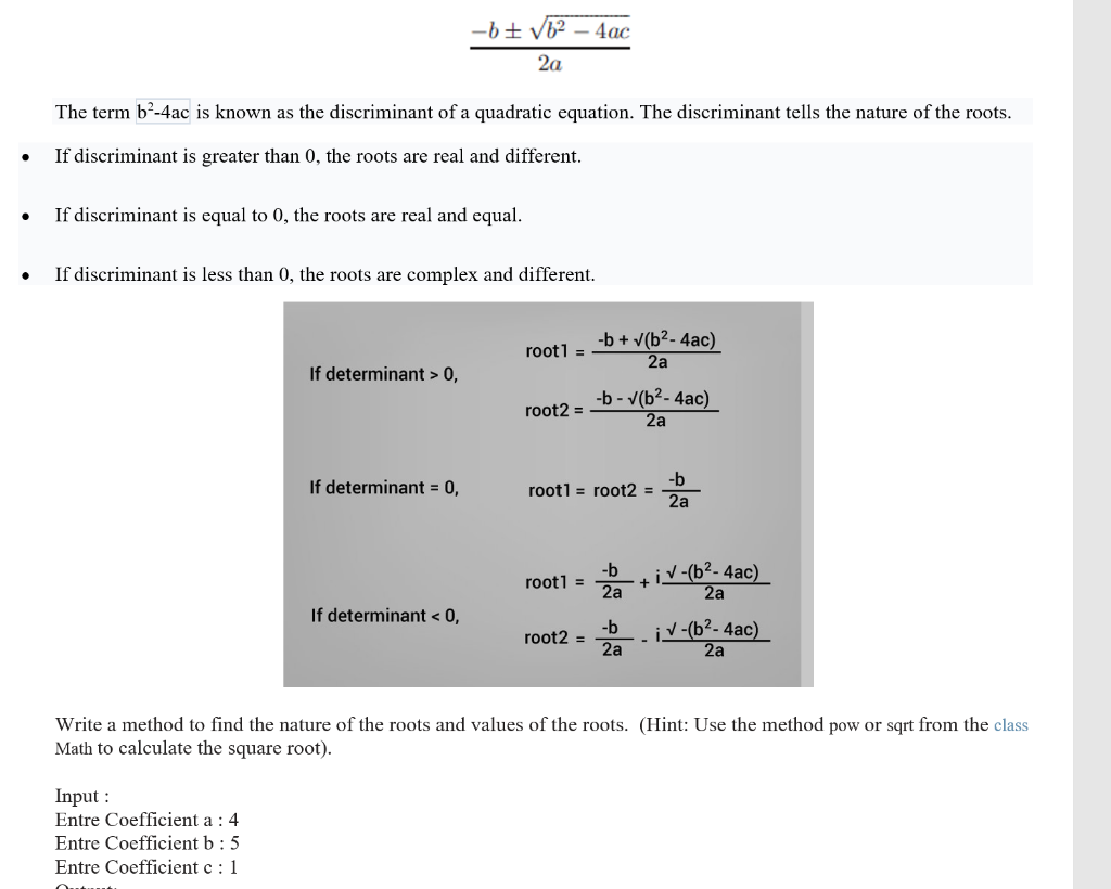 Solved - 6 + 62 - 4ac 2a The term b²-4ac is known as the | Chegg.com