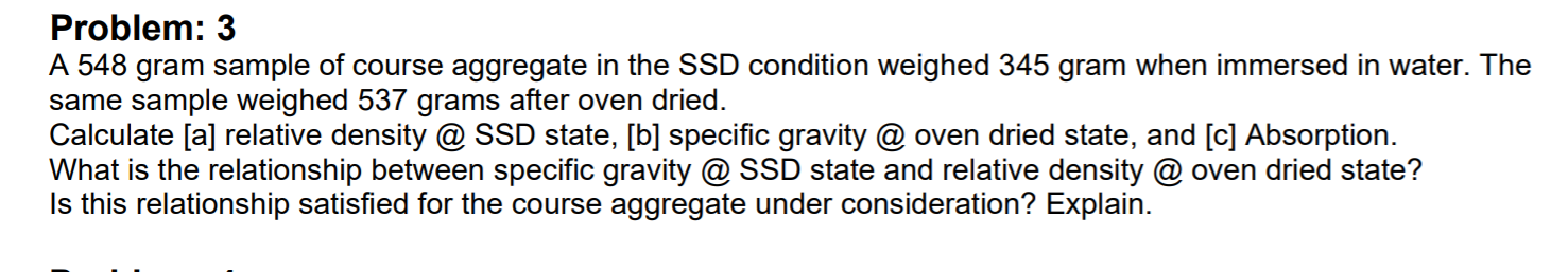 Solved Problem: 3 A 548 gram sample of course aggregate in | Chegg.com