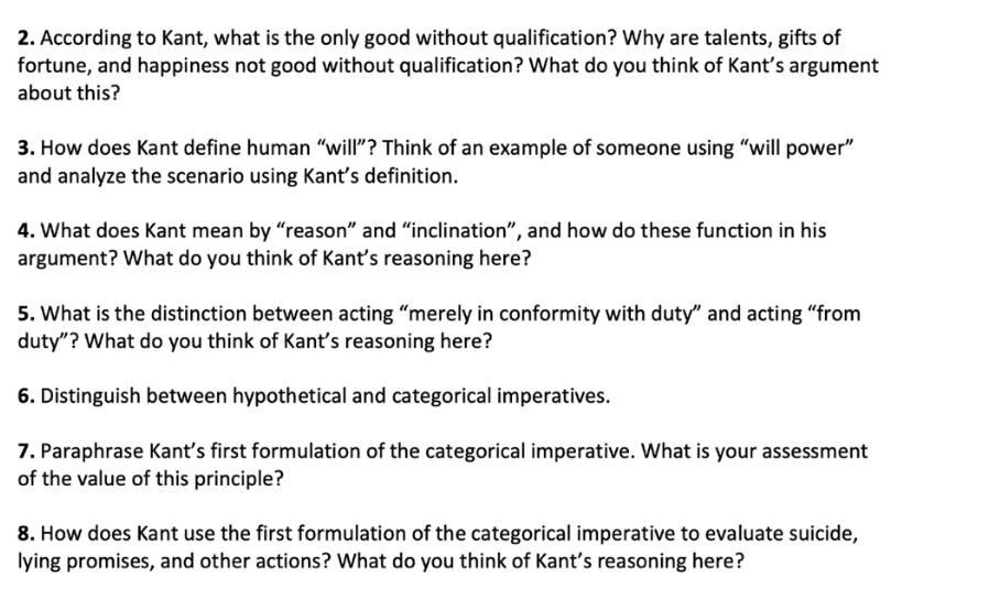 Solved 2. According to Kant, what is the only good without | Chegg.com