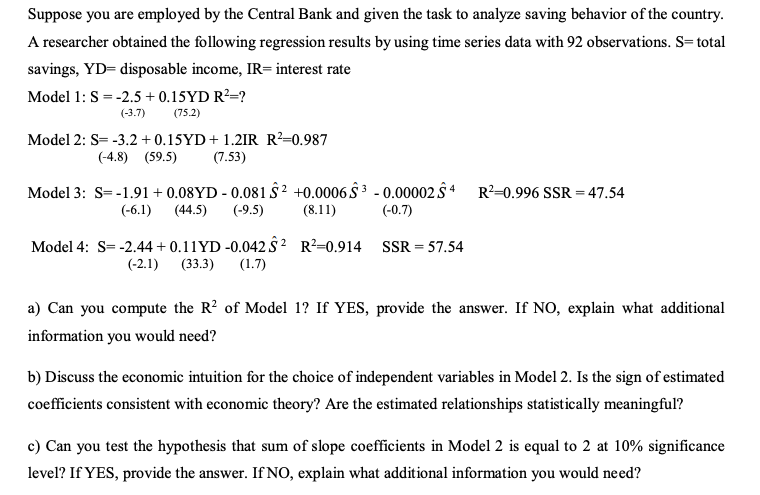 Solved A Researcher Obtained The Following Regression | Chegg.com